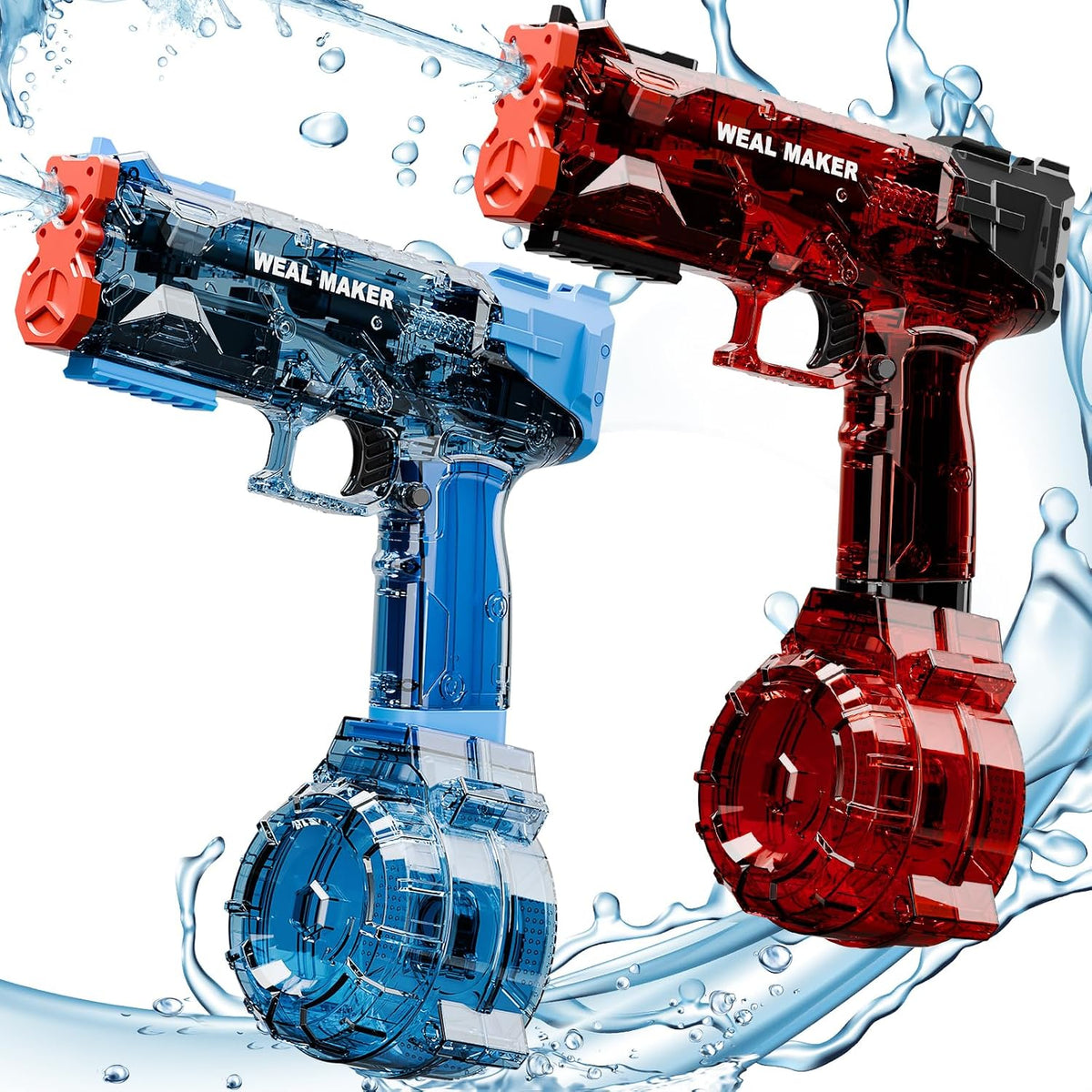 2P Electric Water Pistol with 400 Ammos,Transparent Automatic Squirt Guns High Powered IP67 Waterproof, Bodinator Classic Water Gun Summer Pool Toys for Kid/Aldult