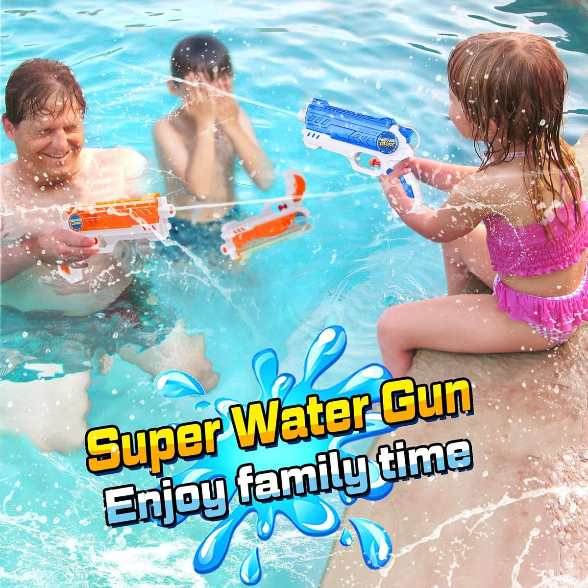 Quanquer 2 Pack Water Guns for Kids - 300cc Squirt Water Pistol Blaster Gun with Trigger for Boys Girls Toddlers, Summer Party Favors for Outdoor Swimming Pool Beach Water Fighting