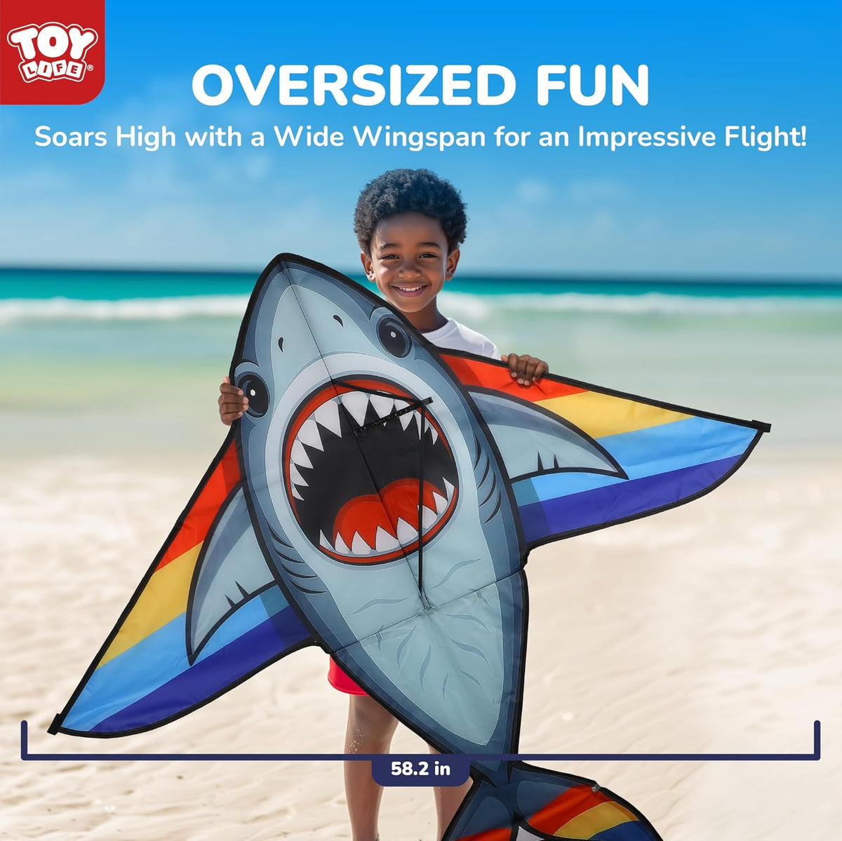 TOY Life 55.9'' Kites Easy to Fly for Kids Adults with 328.1 FT String, Beach Kite Outdoor Game Outside Toys Activity, Beach Toys for Kids, Gift for Boys Ages 4-8