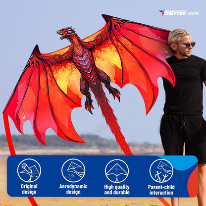 SGftre Complete Kite with Handle, Line & Accessories,Easy to Fly for Kids & Adults, Perfect for Beach, Park, Family Outdoor Activities