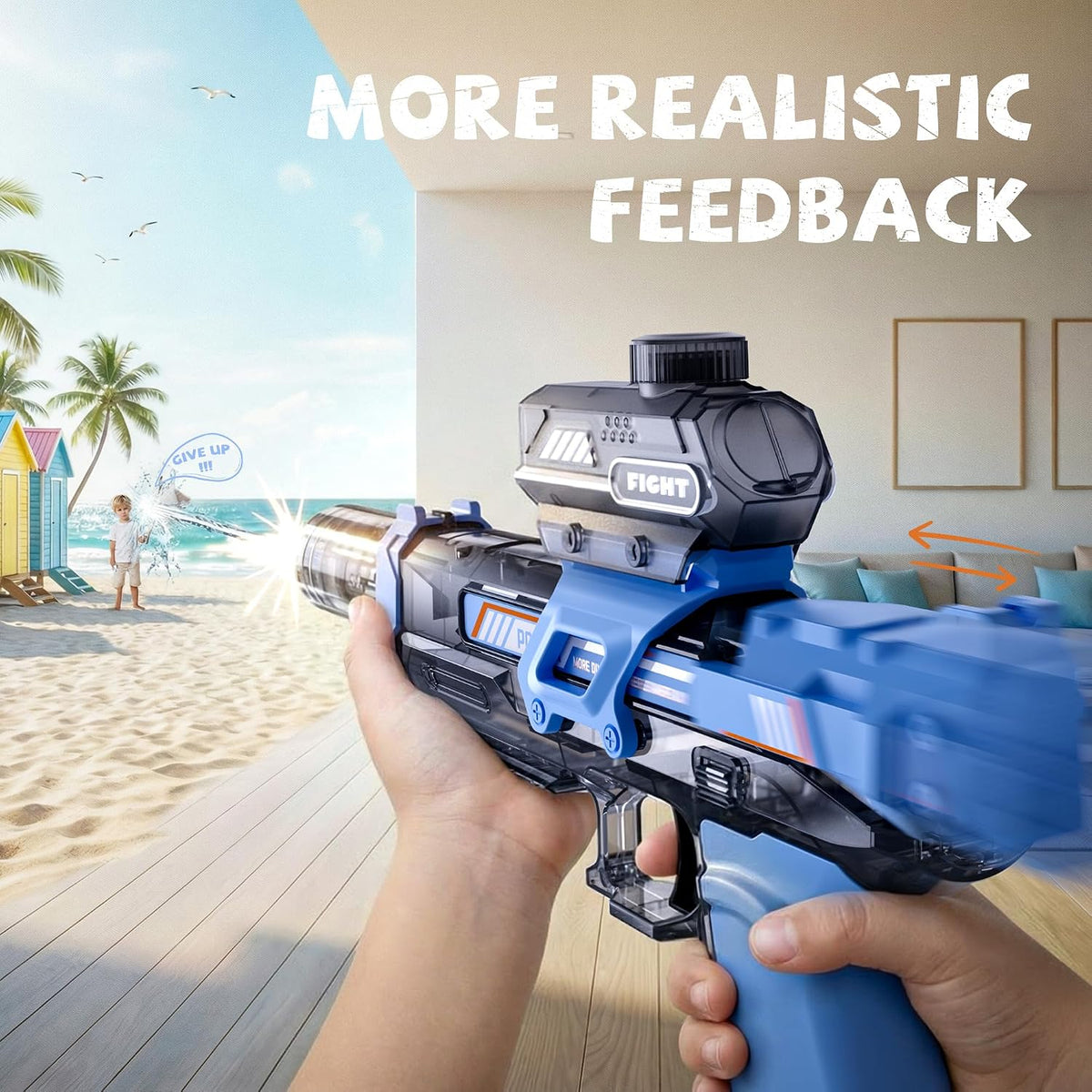 2 Pack Water Gun for Kids Boys, Squirt Water Gun for Kids with LED Light