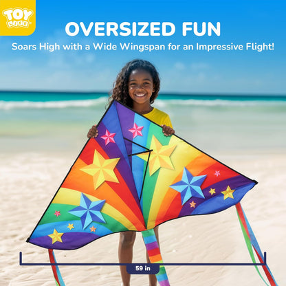 TOY Life Unicorn Kite for Kids – Large Easy to Fly Beach Kite with 50M String & Handle – Durable Nylon Outdoor Toy for Boys & Girls Ages 4-12 – Gift for Beach & Park Fun