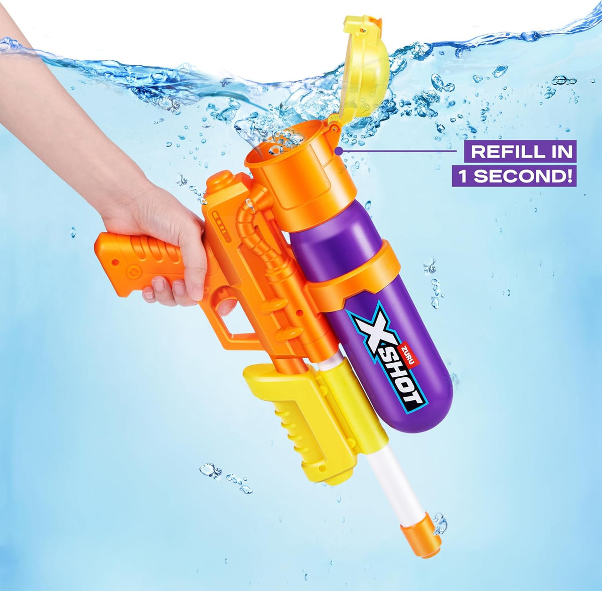 XSHOT Water Fast-Fill 80s Super Splash Water Blaster 2 Pack (Purple) by ZURU – Vintage-Style with Fast-Fill Tech, 33ft Range & 750ml Tank, Outdoor Summer Water Toy for Kids Ages 6+