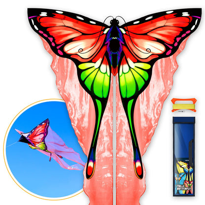 SGftre Tulle Butterfly Pink Kite，Extremely Easy to Fly, Perfect Beach Kites for Family Outdoor Activities, Ideal for Adults and Kids, Includes Kite Thread (Pink)