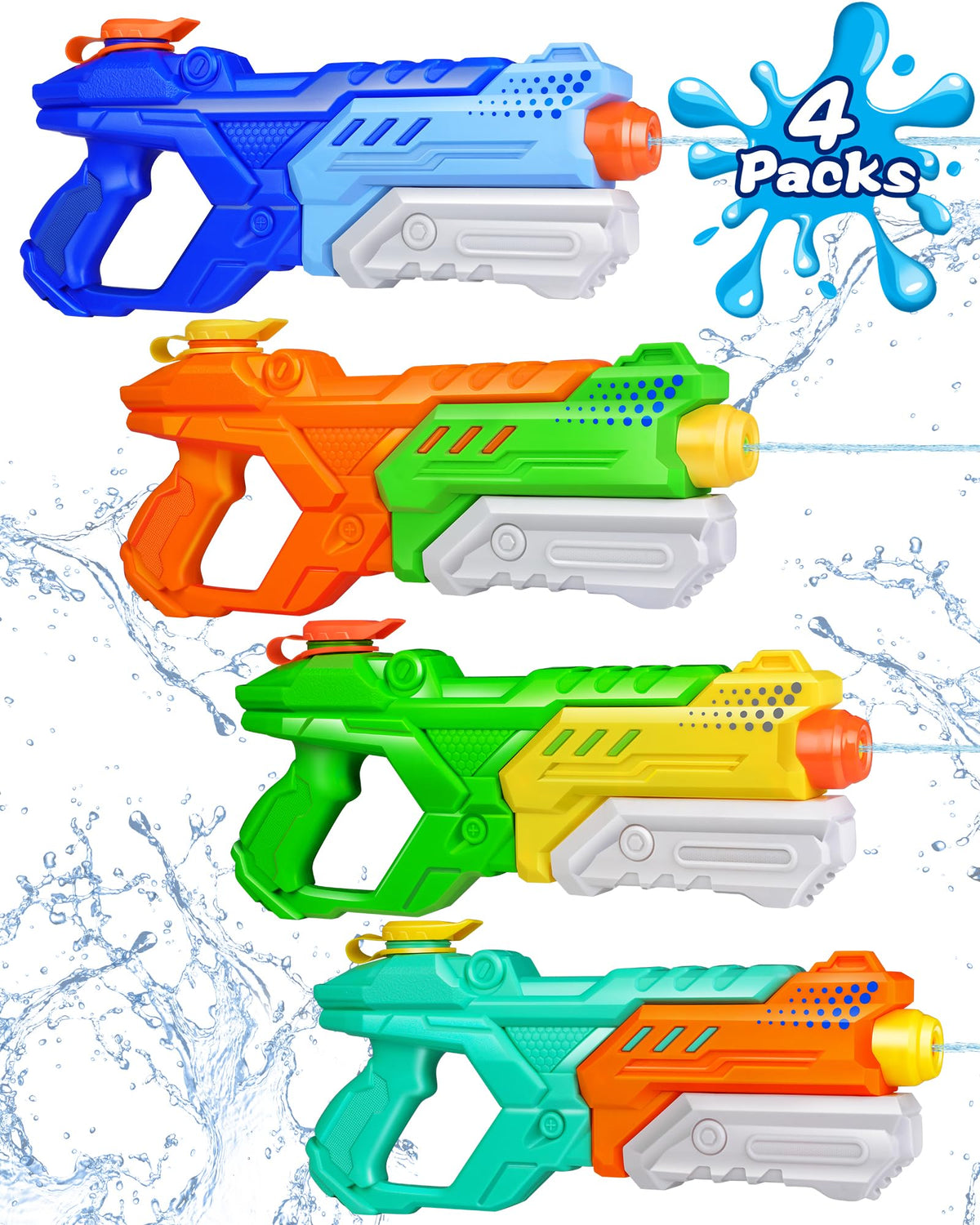 Quanquer 600cc Water Guns for Kids & Adults - 6 Pack Super Squirt Blasters Soaker with Long Range, High Capacity Pump Action, Summer Swimming Beach Outdoor Water Fighting Play Pool Toys for Boys Girls