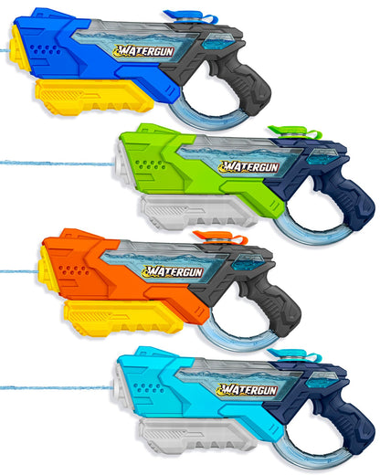 4 Pack Water Guns for Kids and Adult, Long Range 600ML Water Squirter, Colorful Super Blaster Soaker with Clear Visible Water Tank, Swimming Pool Summer Beach Outdoor Fighting Toys
