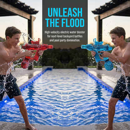 Electric Water Gun 2 Pack,Rechargeable,Automatic SMG Squirt Watergun,Outdoor Toy,Summer Battle Game Childs Gift,Long Range,Super Powerful LED Blaster Electric Water Guns for Adults Kids