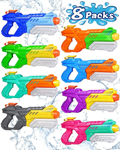 Quanquer 8 Pack 600cc Water Guns for Kids & Adults, Large Capacity Pump Action Super Squirt Blasters Soaker with Long Range up to 32 FT, Summer Outdoor Pool Beach Water Toys for Boys Girls