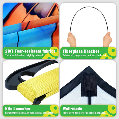 Butterflys for Kids, Beautiful Kite Easy to Fly for Beginners with 328 ft Line & Line Winder (Flower Butterfly Kite, 1)