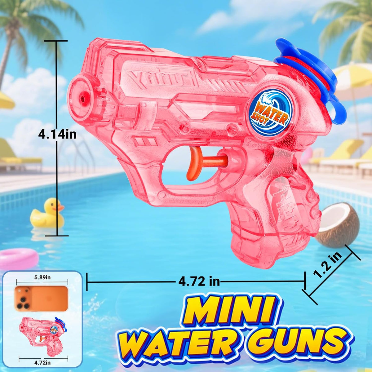 Mini Water Gun for Kids Toddler, 4 Pack Squirt Soaker Blasters Water Guns