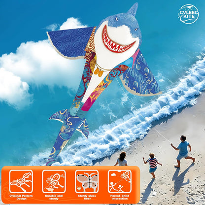 Shark Kite for Kids & Adults, Outdoor Kite, Perfect for Beginners, Easy to use, Ideal for Beaches, backyards, Grassy Areas