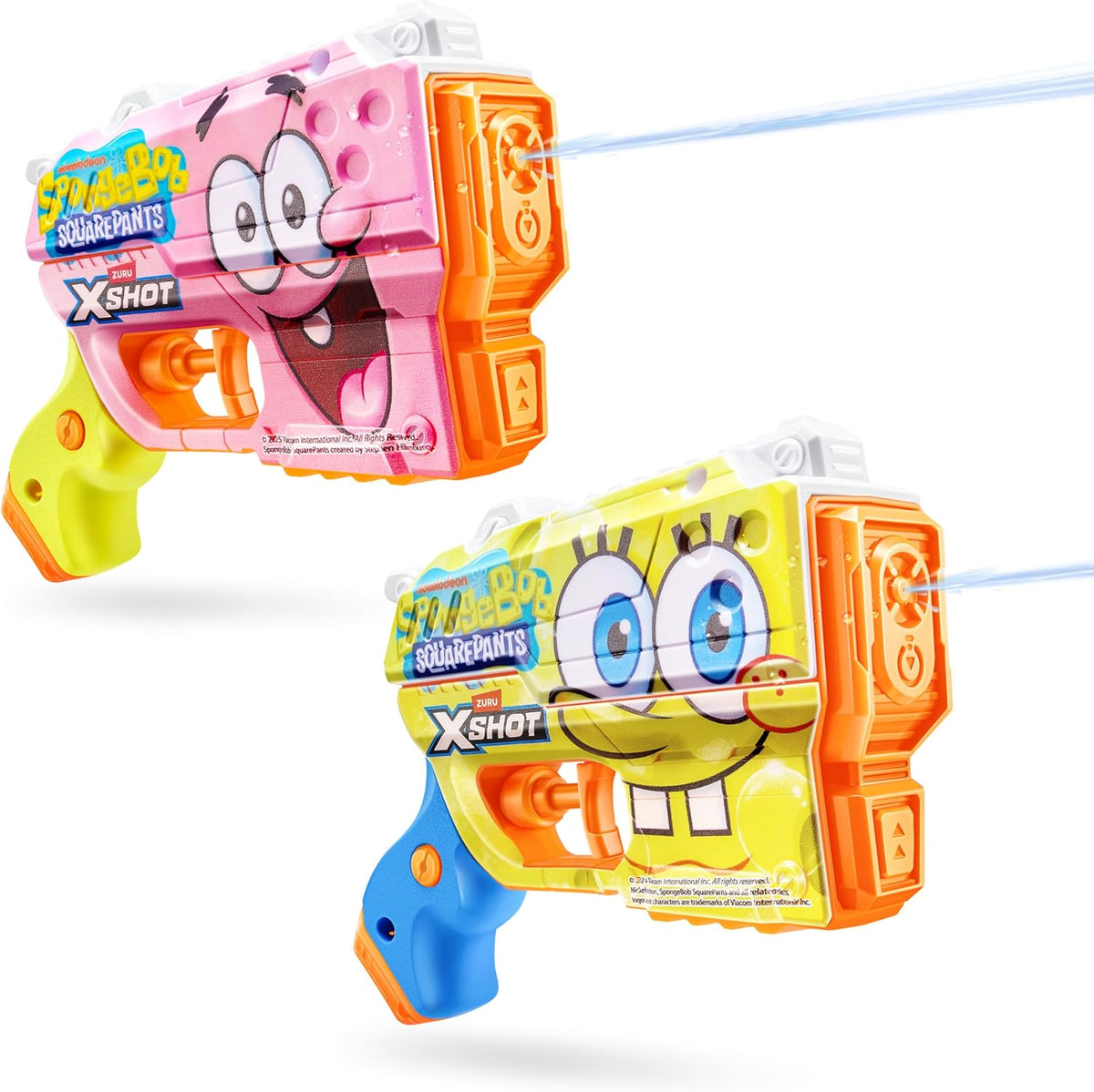 XSHOT Water Spongebob Jr Fast-Fill Water Blaster (2 Pack) by ZURU – Kid-Sized Water Blaster with Spongebob Design, Fast-Fill Tech, 30ft Range & 150ml (5 fl. oz.) Tank