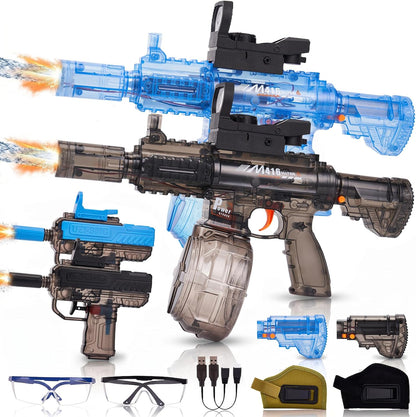 Electric Water Gun 4 Pack for Adults and Kids, Automatic Water Guns with 4 Rechargeable Batteries, 2 Holsters, 2 Goggles & Charger, Outdoor Summer Beach Pool Toys for Kids Adults Boy Girl