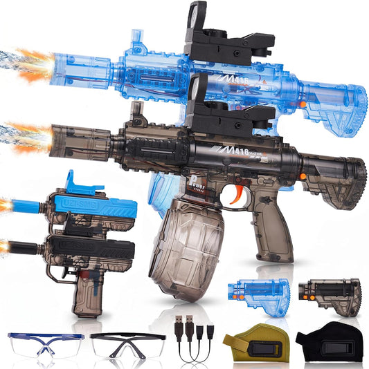 Electric Water Gun 4 Pack for Adults and Kids, Automatic Water Guns with 4 Rechargeable Batteries, 2 Holsters, 2 Goggles & Charger, Outdoor Summer Beach Pool Toys for Kids Adults Boy Girl