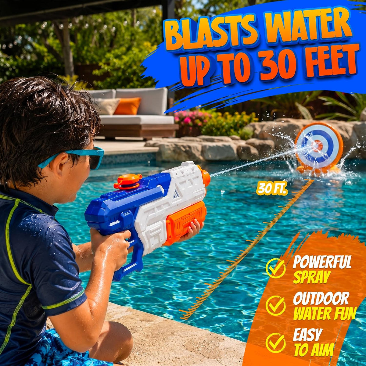 Super Large Water Gun Squirt Blasters for Kids & Adults, (2 Pack)
