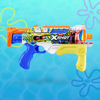 XSHOT Water Spongebob Hyperload Water Blaster (2 Pack) by ZURU – Fast-Fill Water Blaster with Spongebob Design, 33ft Range & 500ml Tank, Outdoor Summer Toy for Kids Ages 5+, Beach & Backyard Fun