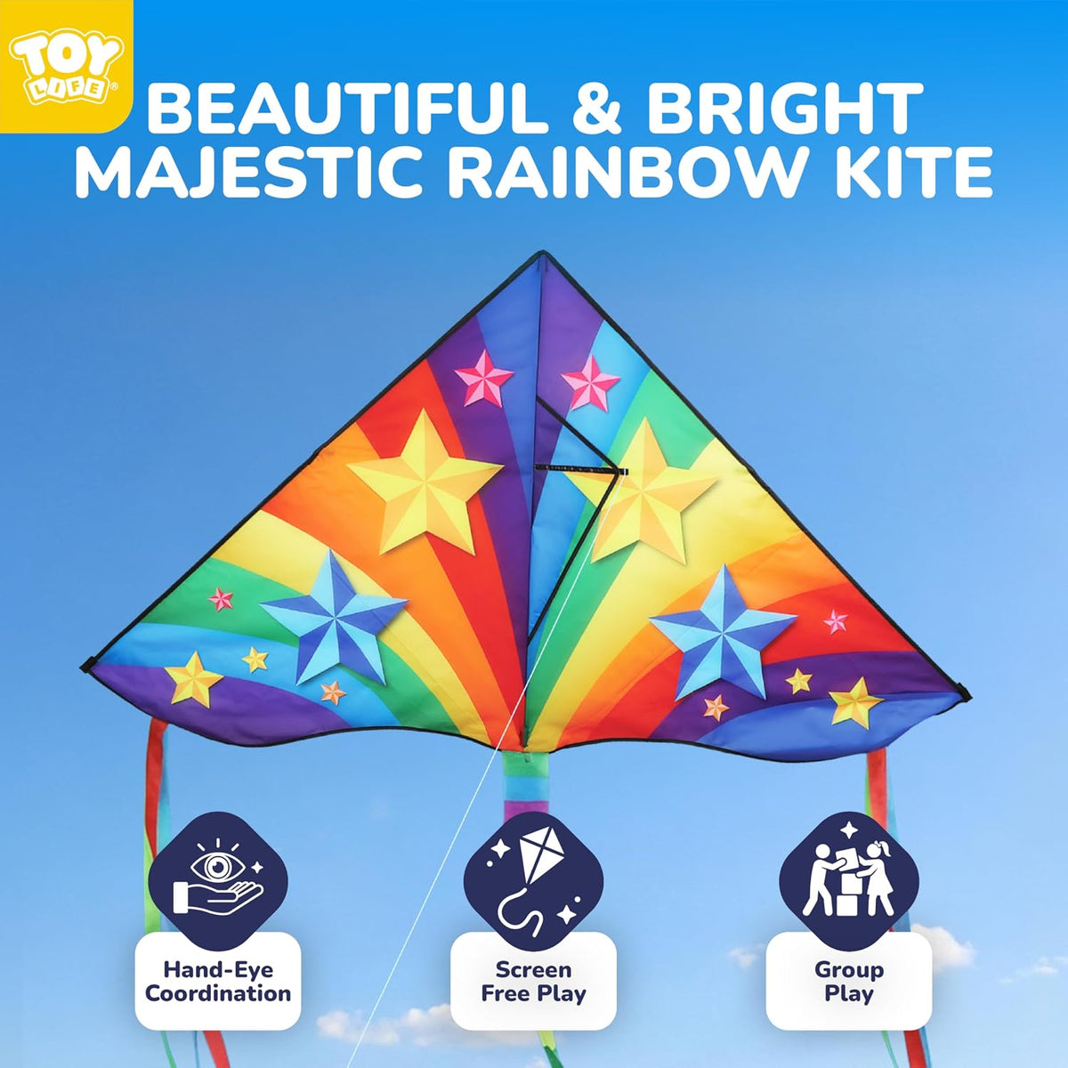 TOY Life Unicorn Kite for Kids – Large Easy to Fly Beach Kite with 50M String & Handle – Durable Nylon Outdoor Toy for Boys & Girls Ages 4-12 – Gift for Beach & Park Fun