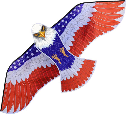 HONBO Huge Patriotic Eagle Kites for Adults and Kids,Easy to Fly for Beach Trip, Outdoor Activities-Wingspan 73”-200ft Line with Swivel-Bonus Durable Polyester Bag