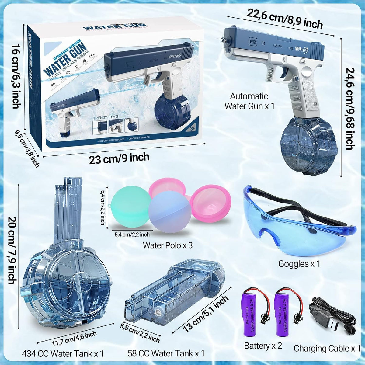 Electric Water Gun for Kids & Adults, Automatic Water Pistol with 26-32 FT Long Range, Leak-Proof Rechargeable Squirt Gun, Summer Outdoor Pool Beach Backyard Water Fighting Toy for Boys Girls