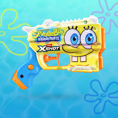 XSHOT Water Spongebob Jr Fast-Fill Water Blaster (2 Pack) by ZURU – Kid-Sized Water Blaster with Spongebob Design, Fast-Fill Tech, 30ft Range & 150ml (5 fl. oz.) Tank