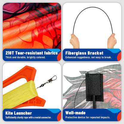 SGftre Complete Kite with Handle, Line & Accessories,Easy to Fly for Kids & Adults, Perfect for Beach, Park, Family Outdoor Activities