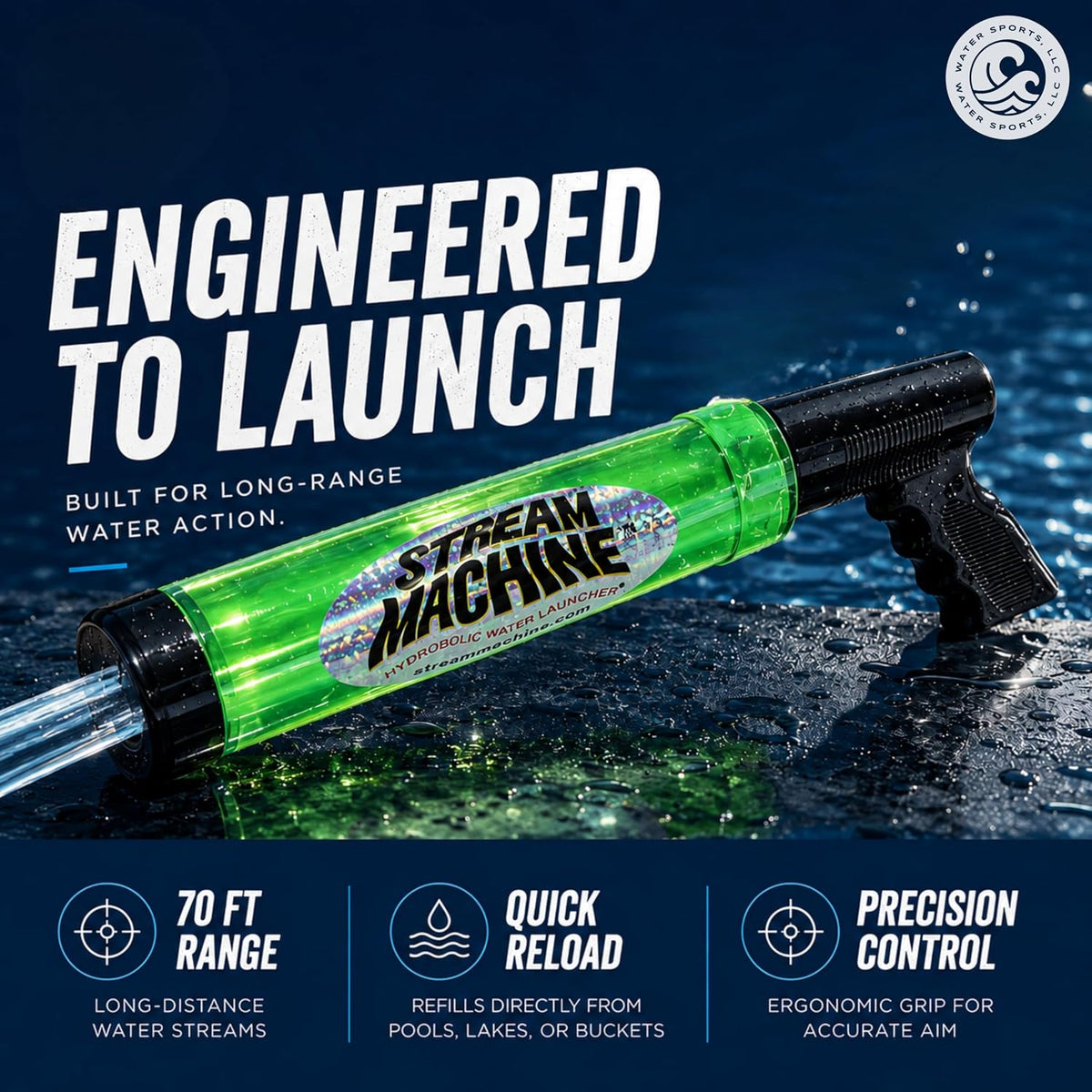Stream Machine TL-750 Pack of 2, Single Barrel Long Range Water Launcher
