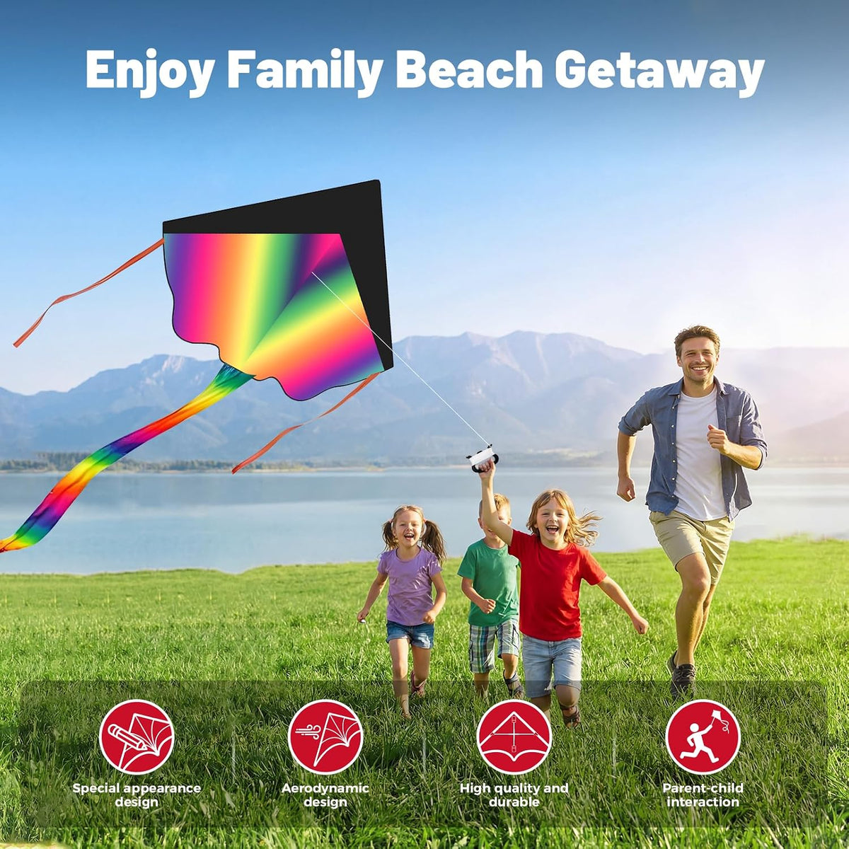3 Pack Large Kites for Kids & Adults, Easy to Fly Outdoor Beach Kites