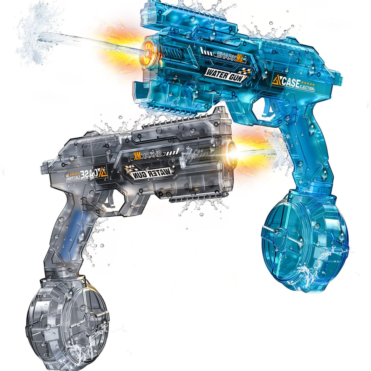 Electric Water Gun for Adults & Kids, Automatic Squirt Gun with 26 FT Range, Flashing Muzzle, USB Rechargeable Battery, 320cc Drum Reservoir, Outdoor Beach Pool Party Toys for Boys Girls