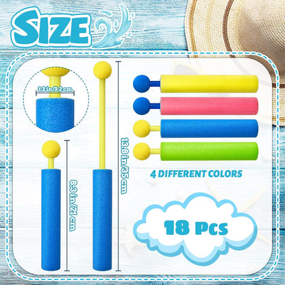 18 Pack Water Guns for Adults, Foam Water Soaker Blaster Set, Colorful Squirt Guns for Pool Battles, Beach Fun & Summer Activities