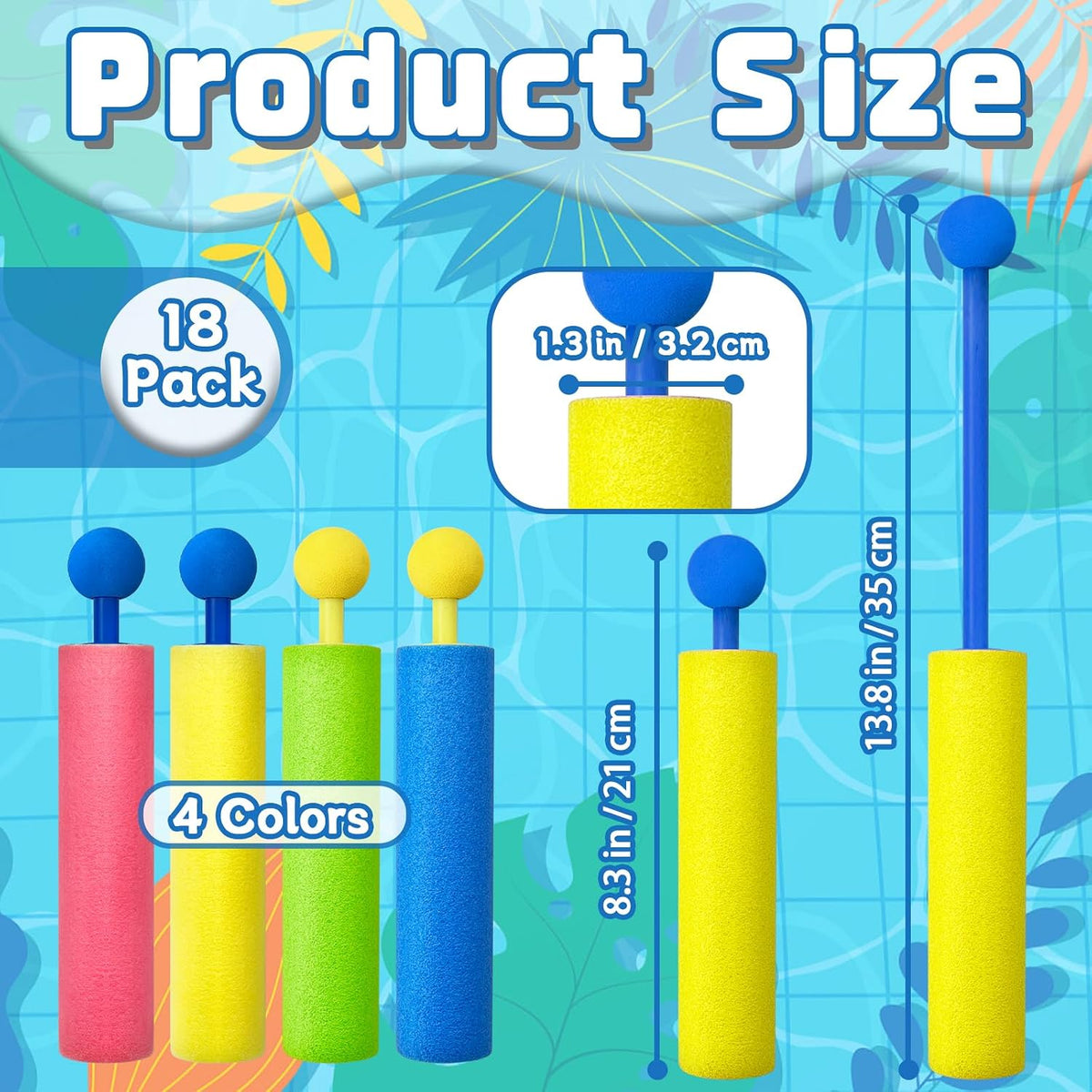 18 Pack Water Guns for Adults,Foam Soakers Blaster Guns,Colorful Squirt Gun Set for Beach Water Game,Pool Summer Party