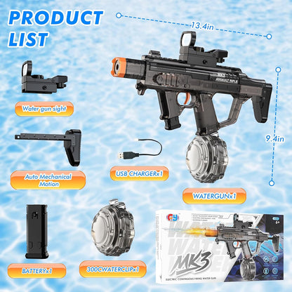 Electric Water Gun for Adults Kids, Automatic Squirt Gun with Water Spray Sound and Led Light, Summer Outdoor Watergun Pool Beach Party Toys for Boys Girls