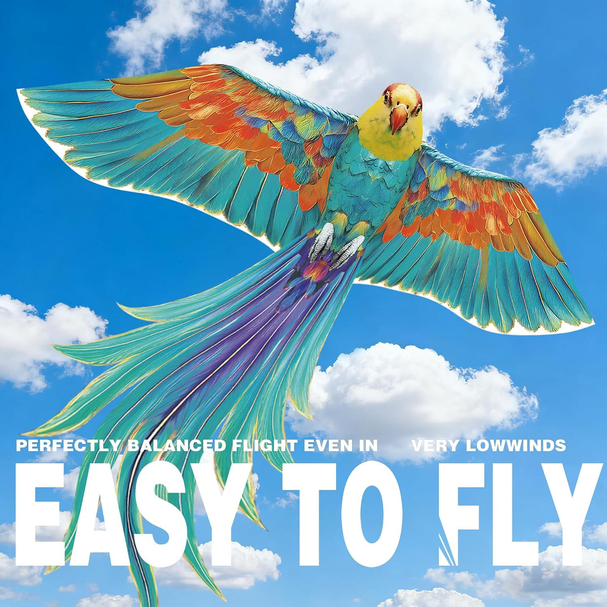 60" Large Bird Kite for Kids & Adults — Realistic Bird Design, Easy to Fly Beginner Kite with Handle & Line, Perfect for Beach Park Backyard Outdoor Fun