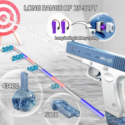 Electric Water Gun for Kids & Adults, Automatic Water Pistol with 26-32 FT Long Range, Leak-Proof Rechargeable Squirt Gun, Summer Outdoor Pool Beach Backyard Water Fighting Toy for Boys Girls