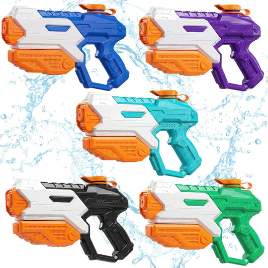 5 Pack Water Gun for Kids Adults - Long Range Super Water Blaster Soaker Squirt Gun, Summer Outdoor Toy for Boys Girls Swimming Pool, Beach, Yard, Water Fighting Play Party