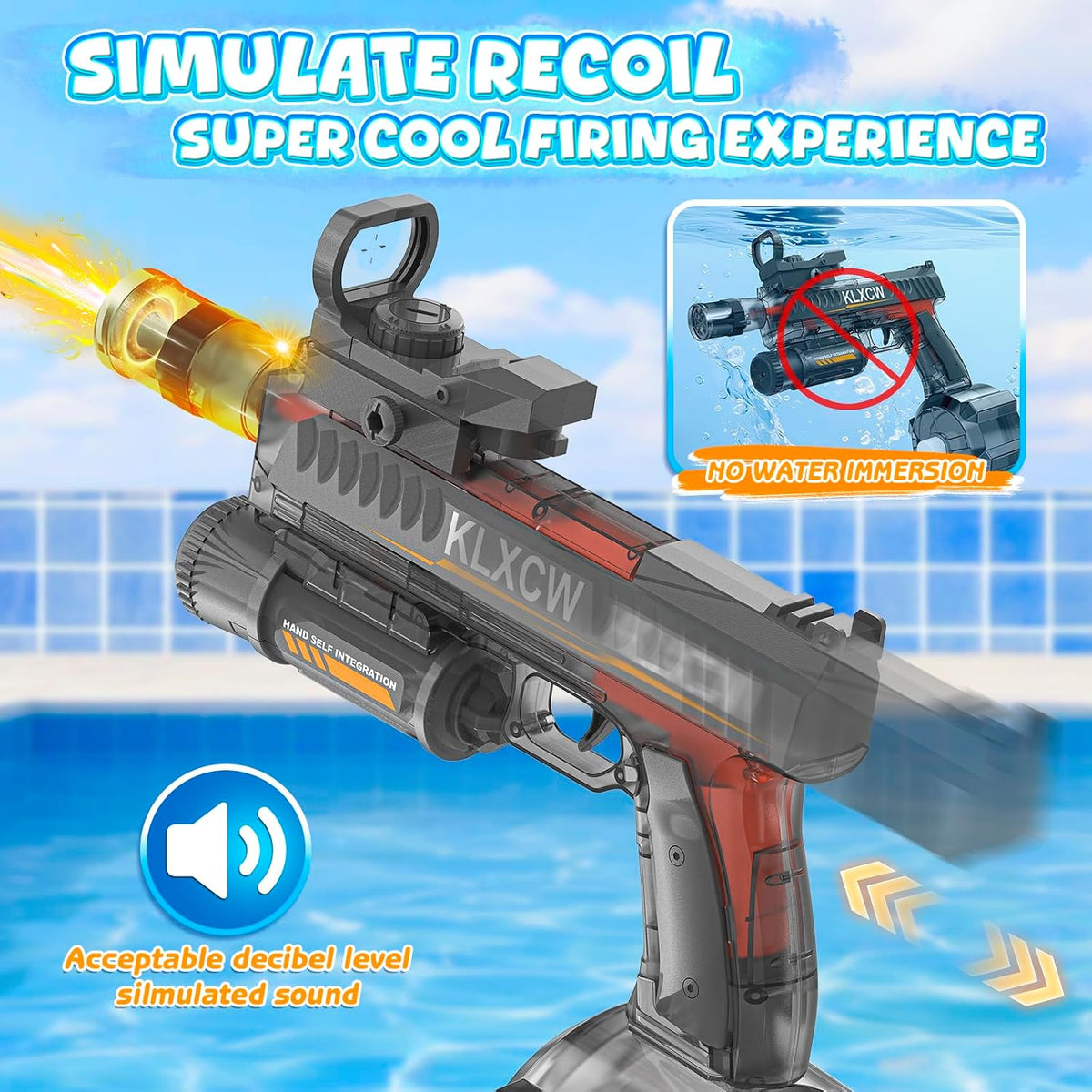Electric Water Guns for Adults & Kids, Automatic Squirt Guns with LED Lights, 26FT Long Range, Large Capacity Water Blaster, Summer Outdoor Beach Pool Party Toys Gifts for Boys Girls (Light Gray)