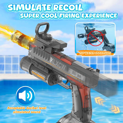 Electric Water Guns for Adults & Kids, Automatic Squirt Guns with LED Lights, 26FT Long Range, Large Capacity Water Blaster, Summer Outdoor Beach Pool Party Toys Gifts for Boys Girls (Light Gray)