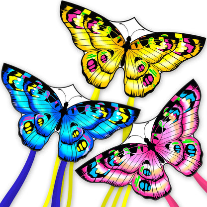 3 Piece Set Butterfly Delta Octopus Kites for Kids and Adults，Easy to Fly for Outdoor Adults Children Line Kite for Kids Toy