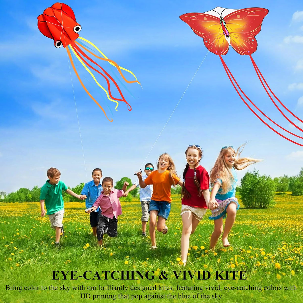 3 Pack Large Kites for Kids & Adults, Easy to Fly Outdoor Beach Kites