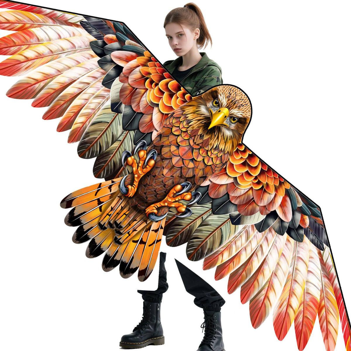 Bald Eagle Kite, Easy to Fly for Kids Kite for Beginners Red/Brown