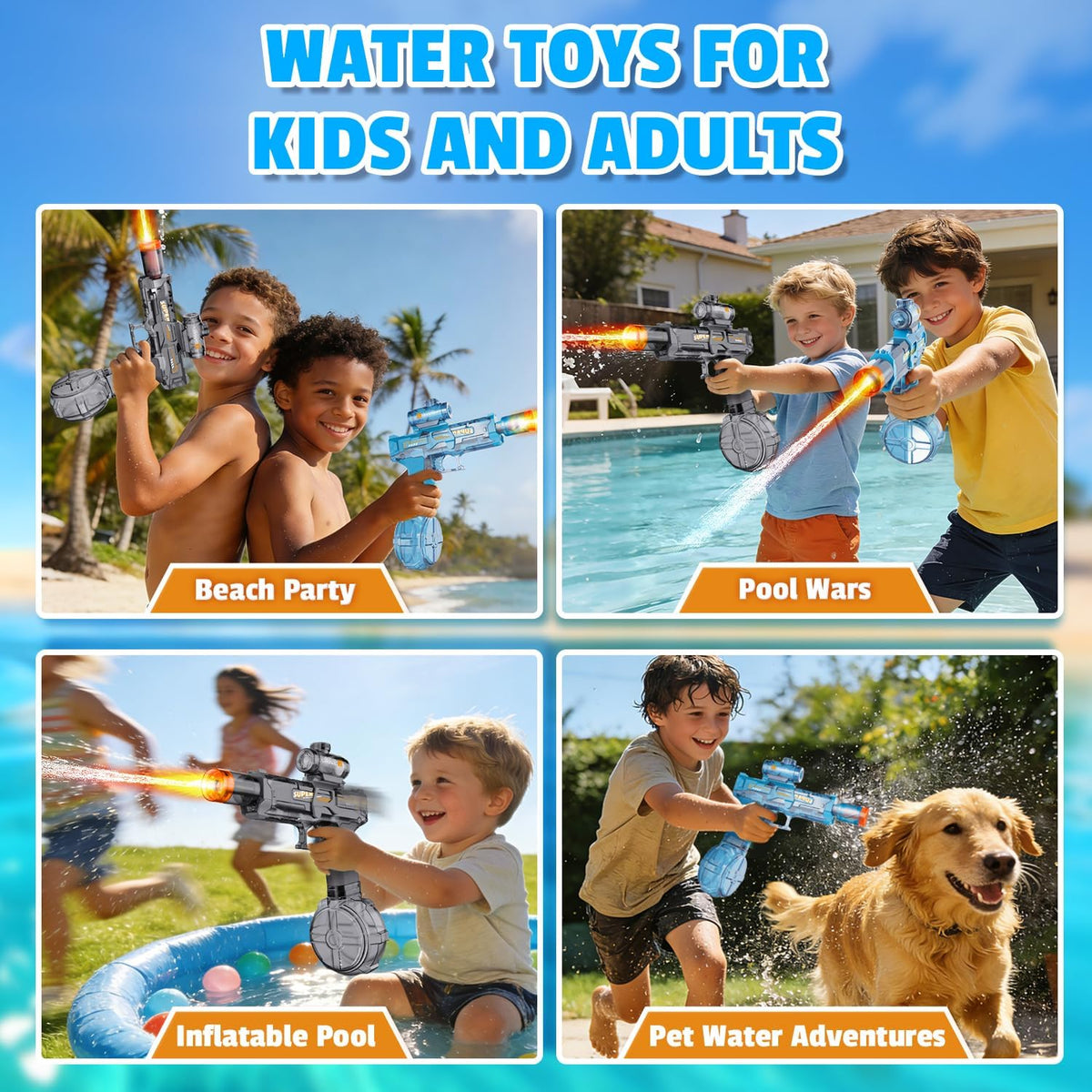 4Pcs Electric Water Gun for Kids Adults Squirt Gun Water Guns