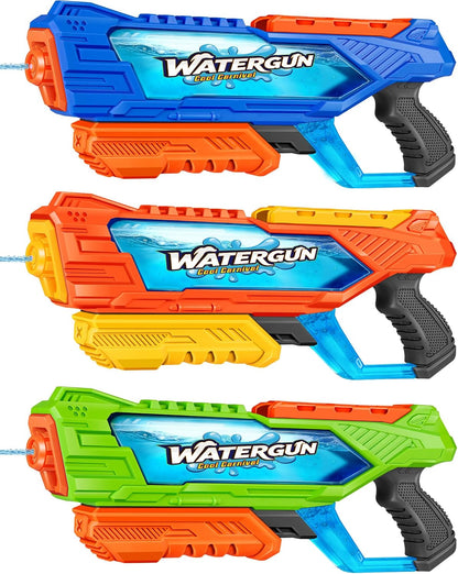 Quanquer 1000cc Water Guns for Kids Adults - 3 Pack Fast-Fill Super Squirt Blaster Soaker with 32 Feet Shooting Range Pump Action Summer Gift Outdoor Toys for Swimming Pool Beach Water Fighting