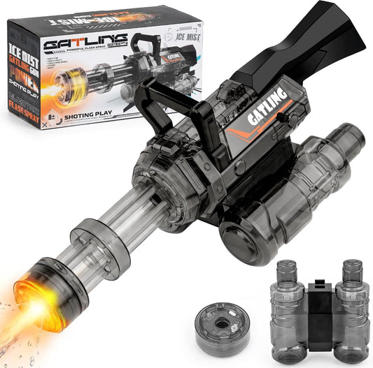 Water Gun with Rotating Nozzle and LED Light, Water Backpack and Detachable Tank, Long Range 28–32FT