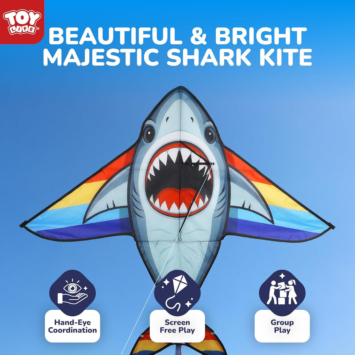 TOY Life 55.9'' Kites Easy to Fly for Kids Adults with 328.1 FT String, Beach Kite Outdoor Game Outside Toys Activity, Beach Toys for Kids, Gift for Boys Ages 4-8