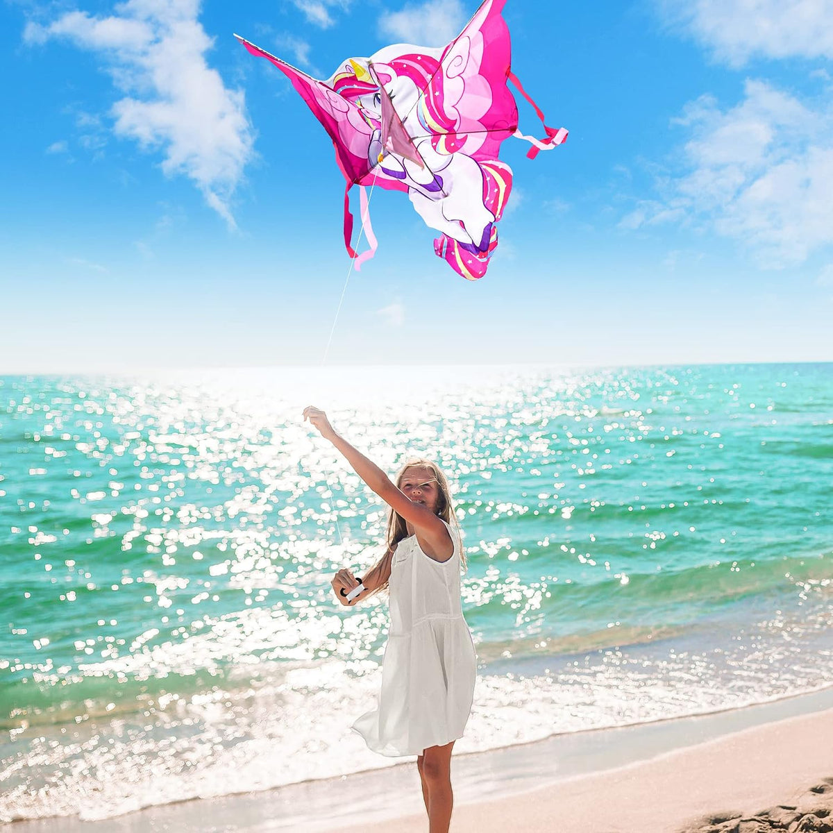 JOYIN 43.3'' Unicorn Kite Easy to Fly for Kids and Adults, Large Beach Kite for Outdoor Games and Activities