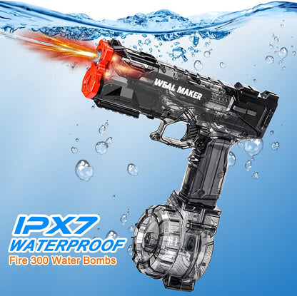 3Packs Electric Water Guns with LED Flash and USB-C Charging, Designed for Epic Aquatic Fun, Automatic Squirt Guns 25-30 FT Range, Outdoor Summer Toys for Backyard Water Theme Party Fun