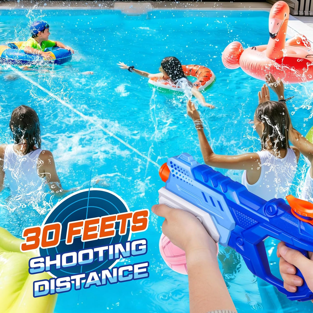 Quanquer 8 Pack 600cc Water Guns for Kids & Adults, Large Capacity Pump Action Super Squirt Blasters Soaker with Long Range up to 32 FT, Summer Outdoor Pool Beach Water Toys for Boys Girls