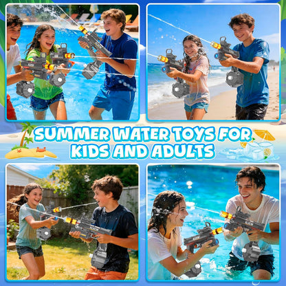 Electric Water Guns for Adults & Kids, Automatic Squirt Guns with LED Lights, 26FT Long Range, Large Capacity Water Blaster, Summer Outdoor Beach Pool Party Toys Gifts for Boys Girls (Light Gray)