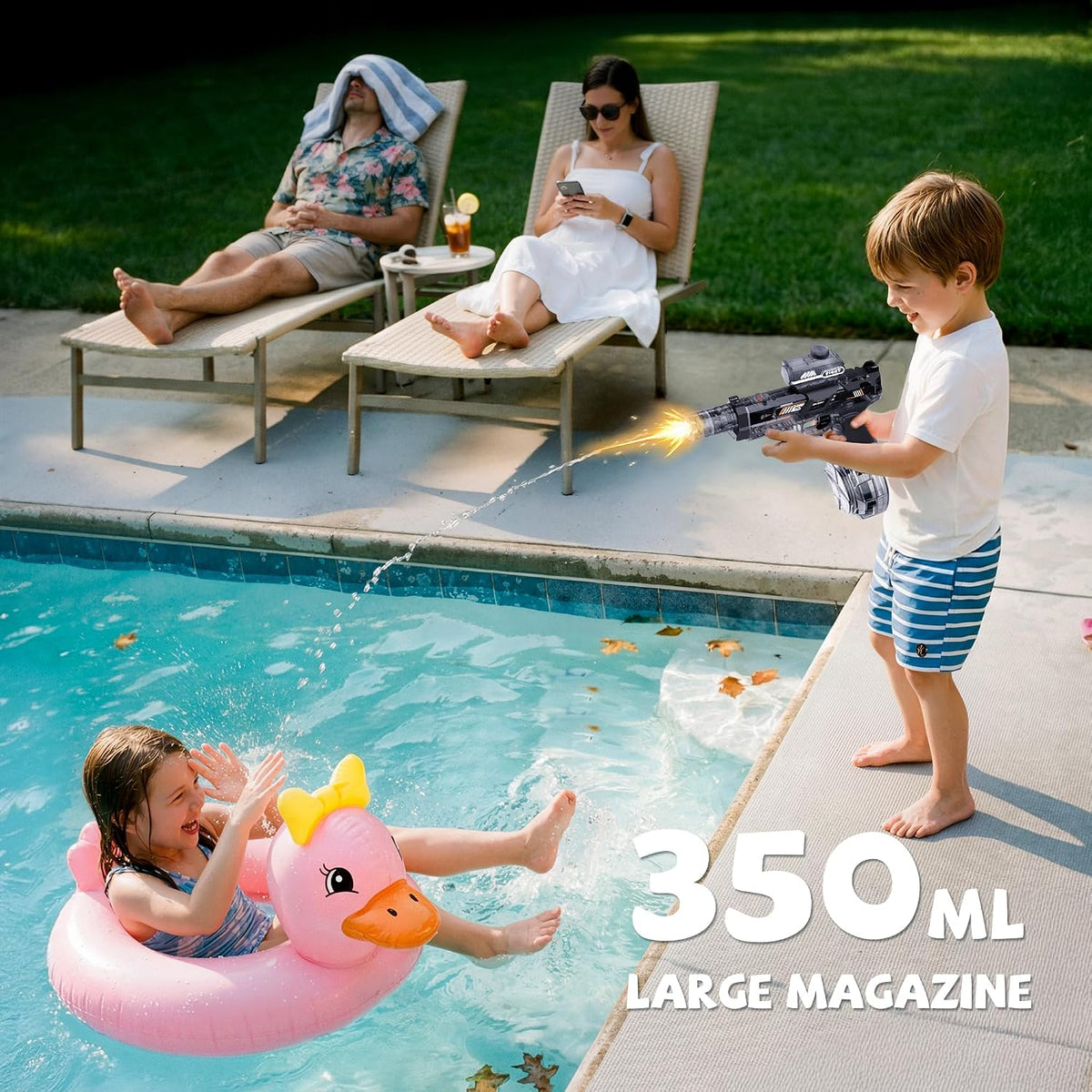 2 Pack Water Gun for Kids Boys, Squirt Water Gun for Kids with LED Light
