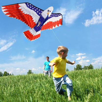 HONBO Huge Patriotic Eagle Kites for Adults and Kids,Easy to Fly for Beach Trip, Outdoor Activities-Wingspan 73”-200ft Line with Swivel-Bonus Durable Polyester Bag