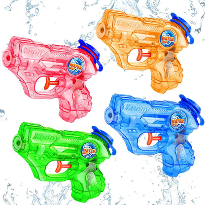 Mini Water Gun for Kids Toddler- 4 Pack Small Water Guns 5-7M Long Range Super Water Soaker Squirts Blasters Gun, Outdoor Toy Water Summer Beach Pool Party Favors Bath Water Guns Toy for Girl Boy Kids